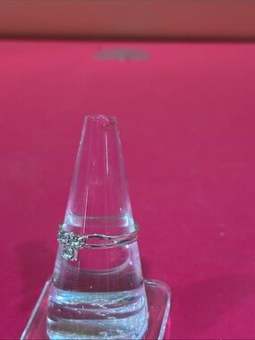 Delicate Silver Crystal Stackable Ring - Clear